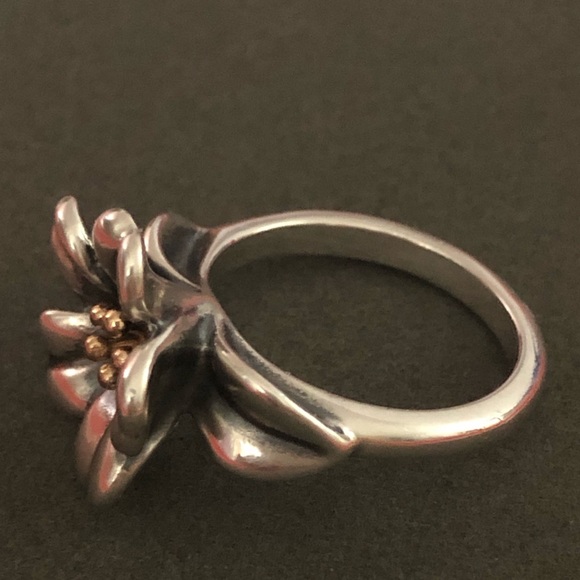 James Avery Retired Sterling & 18 K Gold Ring Size 7 - Picture 7 of 9